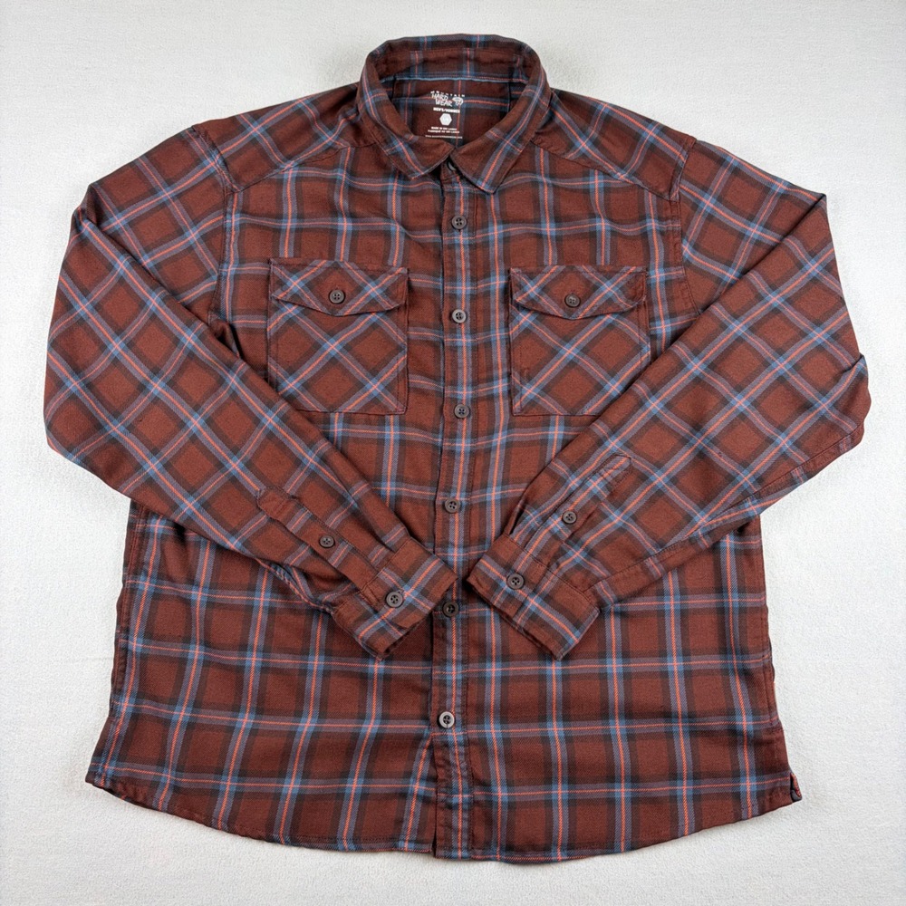 Mountain Hardwear Cottonwood Pass Flannel Shirt Men Large Maroon Plaid Polyester